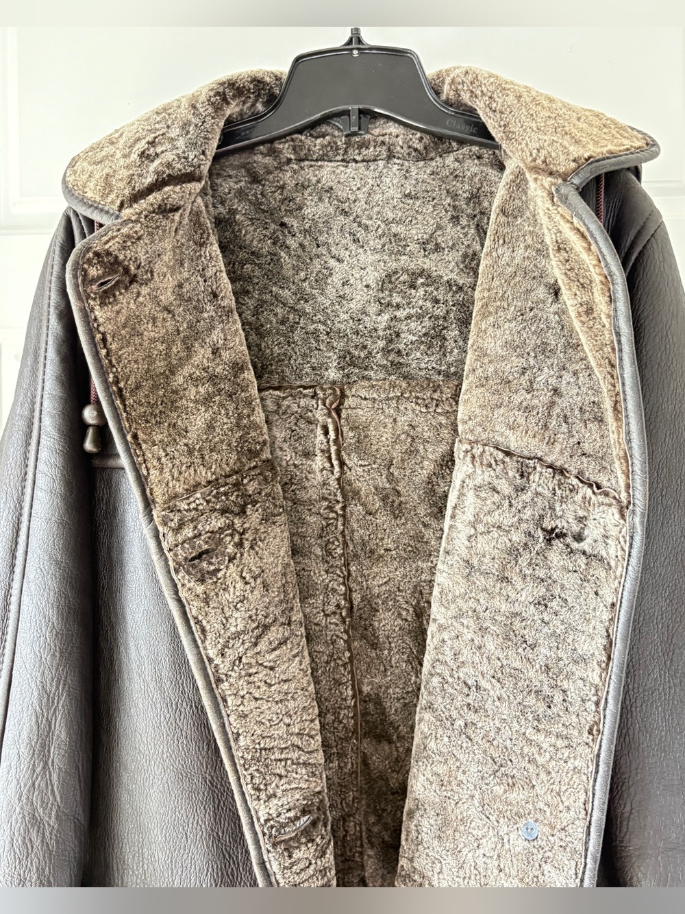 Bod Christensen Shearling Fur Lined Leather Coat Brown Size M - Picture 11 of 13